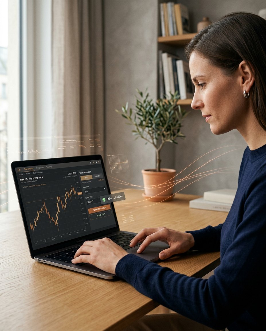 Femme passant une transaction sur la plateforme MetaTrader 5